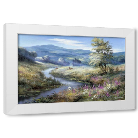 Lonely deers White Modern Wood Framed Art Print by Withaar, Reint