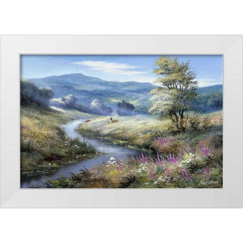 Lonely deers White Modern Wood Framed Art Print by Withaar, Reint