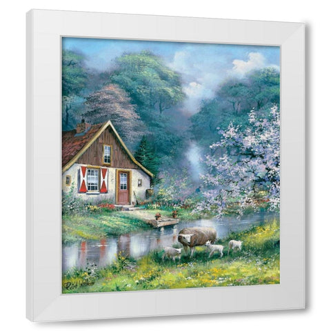Spring White Modern Wood Framed Art Print by Withaar, Reint