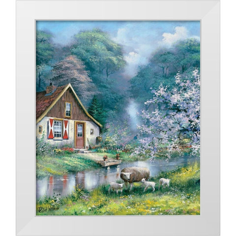 Spring White Modern Wood Framed Art Print by Withaar, Reint