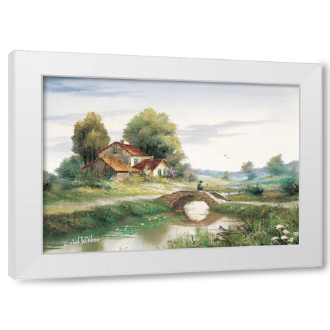 The bridge White Modern Wood Framed Art Print by Withaar, Reint