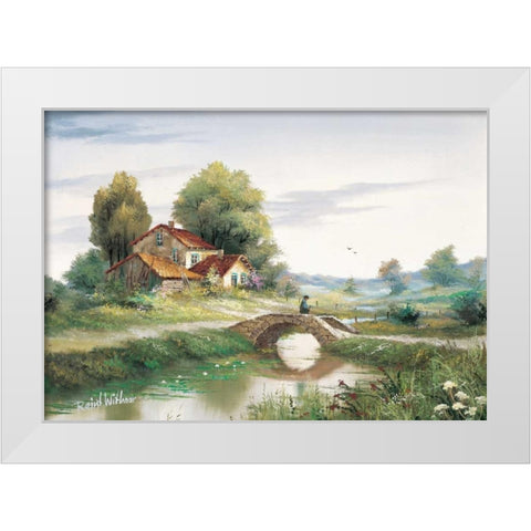 The bridge White Modern Wood Framed Art Print by Withaar, Reint