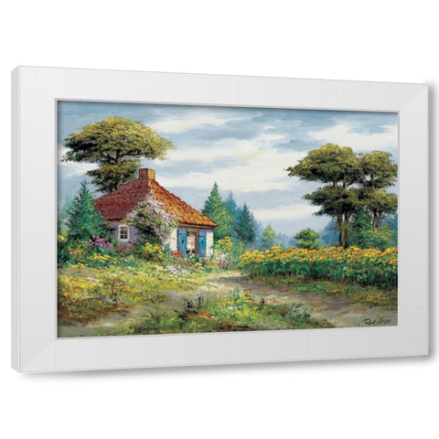 Fields of fun White Modern Wood Framed Art Print by Withaar, Reint