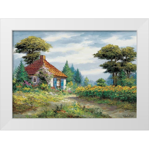 Fields of fun White Modern Wood Framed Art Print by Withaar, Reint