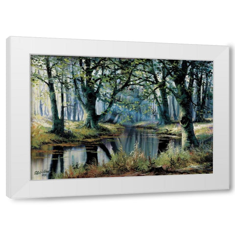 Tranquillity by the trees White Modern Wood Framed Art Print by Withaar, Reint