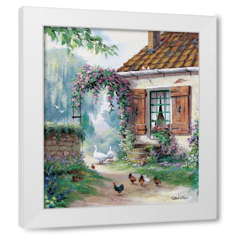 The farmers courtyard White Modern Wood Framed Art Print by Withaar, Reint
