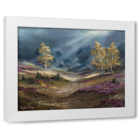 The deer noticed us White Modern Wood Framed Art Print by Withaar, Reint