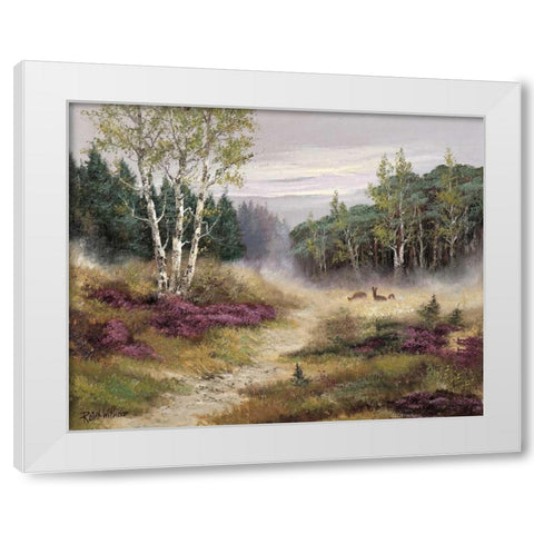 Watching the deers White Modern Wood Framed Art Print by Withaar, Reint