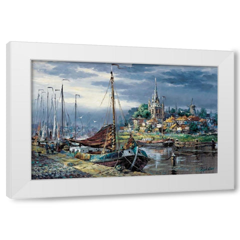Picturesque harbour view White Modern Wood Framed Art Print by Withaar, Reint