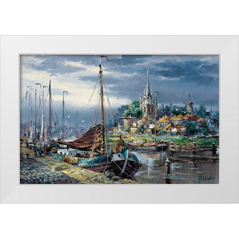 Picturesque harbour view White Modern Wood Framed Art Print by Withaar, Reint