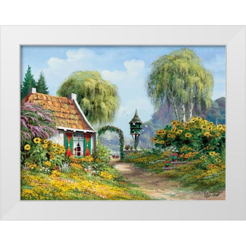 Happy living White Modern Wood Framed Art Print by Withaar, Reint