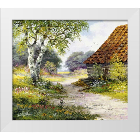 Path White Modern Wood Framed Art Print by Withaar, Reint