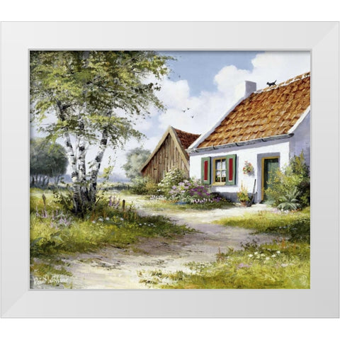Sommer White Modern Wood Framed Art Print by Withaar, Reint