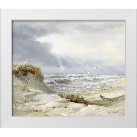 Skyfall White Modern Wood Framed Art Print by Withaar, Reint