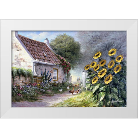 Sunflower  White Modern Wood Framed Art Print by Withaar, Reint