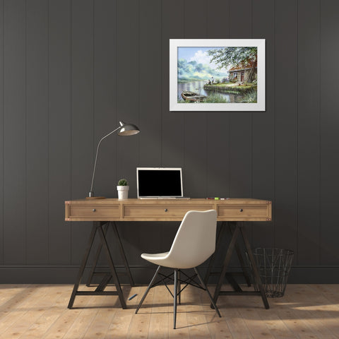 Sandway II White Modern Wood Framed Art Print by Withaar, Reint