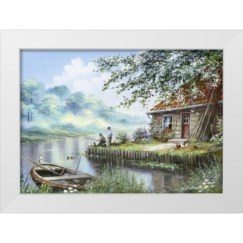 Sandway II White Modern Wood Framed Art Print by Withaar, Reint