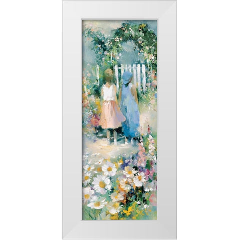 Best buddies White Modern Wood Framed Art Print by Camel, Stefanie