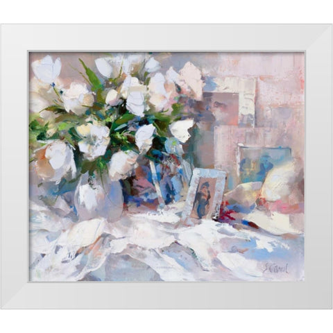 Memories White Modern Wood Framed Art Print by Camel, Stefanie