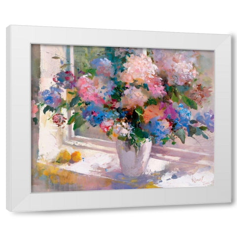 Hydrangea White Modern Wood Framed Art Print by Camel, Stefanie
