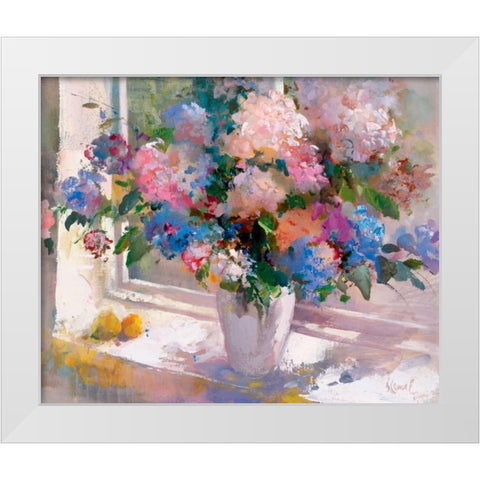 Hydrangea White Modern Wood Framed Art Print by Camel, Stefanie