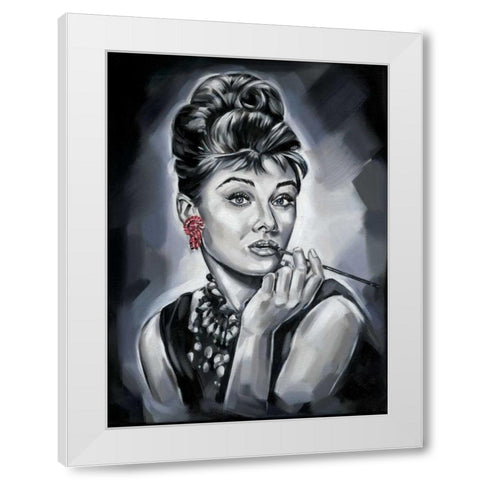 Audrey Hepburn White Modern Wood Framed Art Print by Fields, Wendy