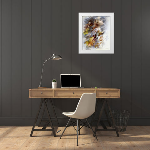 Autumn White Modern Wood Framed Art Print by Haenraets, Willem
