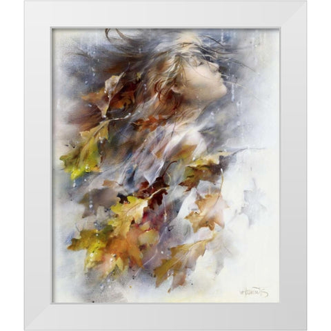 Autumn White Modern Wood Framed Art Print by Haenraets, Willem