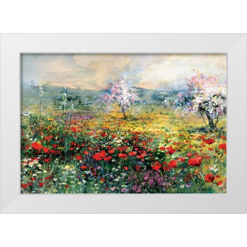 Between the poppies White Modern Wood Framed Art Print by Haenraets, Willem