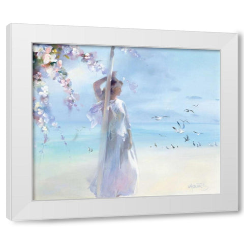 The beach White Modern Wood Framed Art Print by Haenraets, Willem