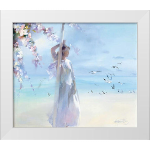The beach White Modern Wood Framed Art Print by Haenraets, Willem