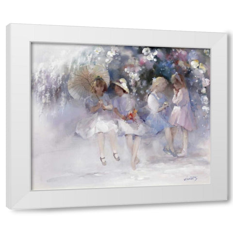 Friends White Modern Wood Framed Art Print by Haenraets, Willem