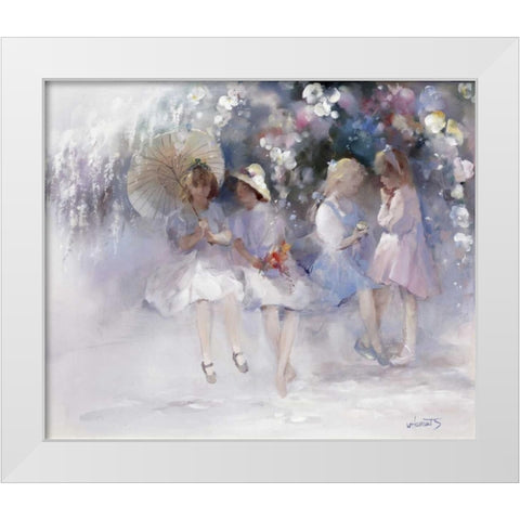 Friends White Modern Wood Framed Art Print by Haenraets, Willem