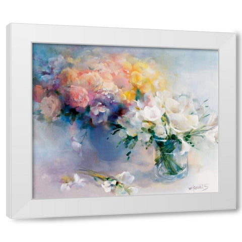 Rhyme of flowers White Modern Wood Framed Art Print by Haenraets, Willem