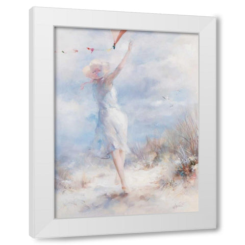 Fly a kite White Modern Wood Framed Art Print by Haenraets, Willem