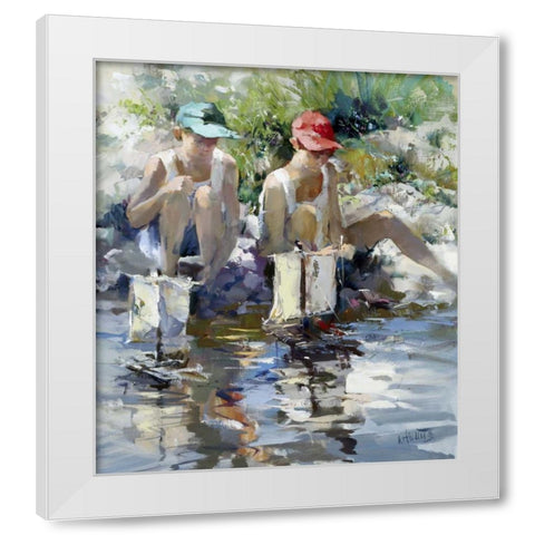 Boys White Modern Wood Framed Art Print by Haenraets, Willem