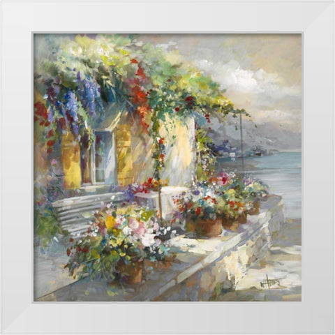 Veranda at sea White Modern Wood Framed Art Print by Haenraets, Willem