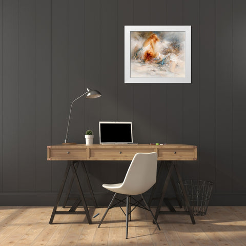 Tender White Modern Wood Framed Art Print by Haenraets, Willem