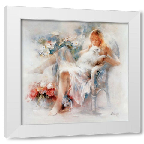 Young girl White Modern Wood Framed Art Print by Haenraets, Willem