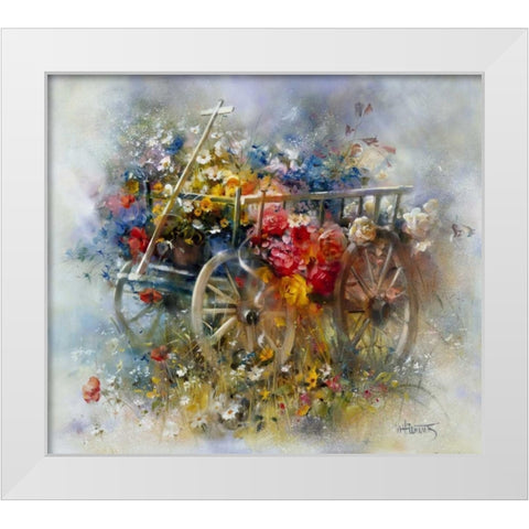 Flower barrow White Modern Wood Framed Art Print by Haenraets, Willem