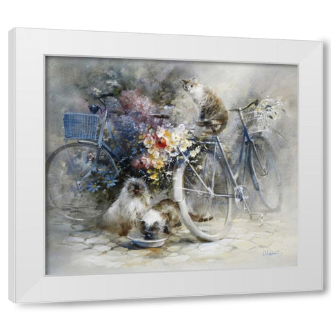 Bicycle race White Modern Wood Framed Art Print by Haenraets, Willem