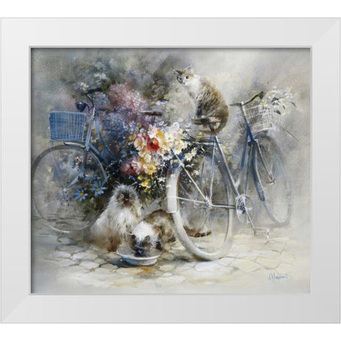 Bicycle race White Modern Wood Framed Art Print by Haenraets, Willem