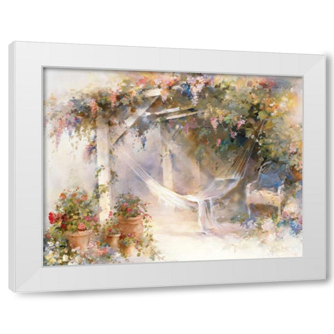 Patio White Modern Wood Framed Art Print by Haenraets, Willem