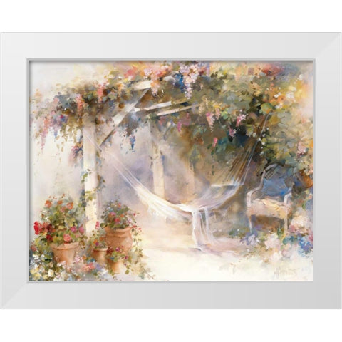 Patio White Modern Wood Framed Art Print by Haenraets, Willem