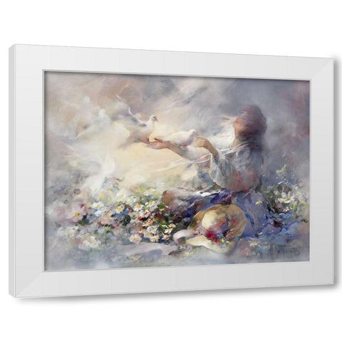 Romantic reflections White Modern Wood Framed Art Print by Haenraets, Willem