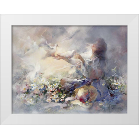 Romantic reflections White Modern Wood Framed Art Print by Haenraets, Willem