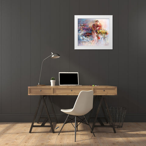 Thinking of you White Modern Wood Framed Art Print by Haenraets, Willem