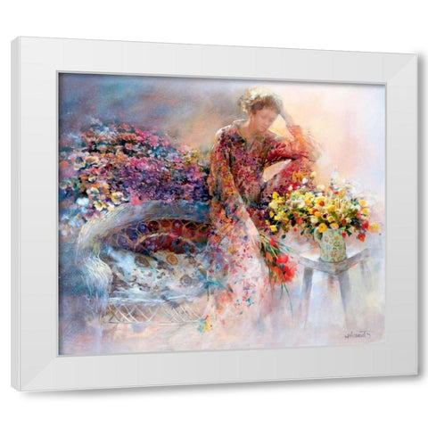 Thinking of you White Modern Wood Framed Art Print by Haenraets, Willem