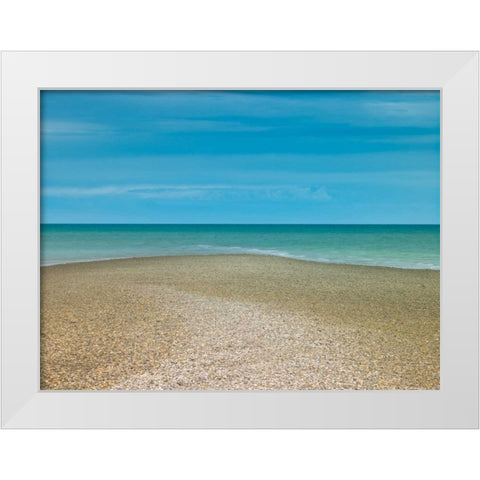 Tranquil beach White Modern Wood Framed Art Print by Frank, Assaf