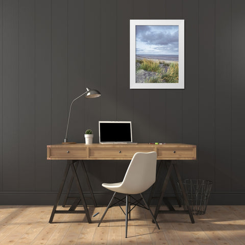 Sand dunes and grass, West wittering beach, UK White Modern Wood Framed Art Print by Frank, Assaf